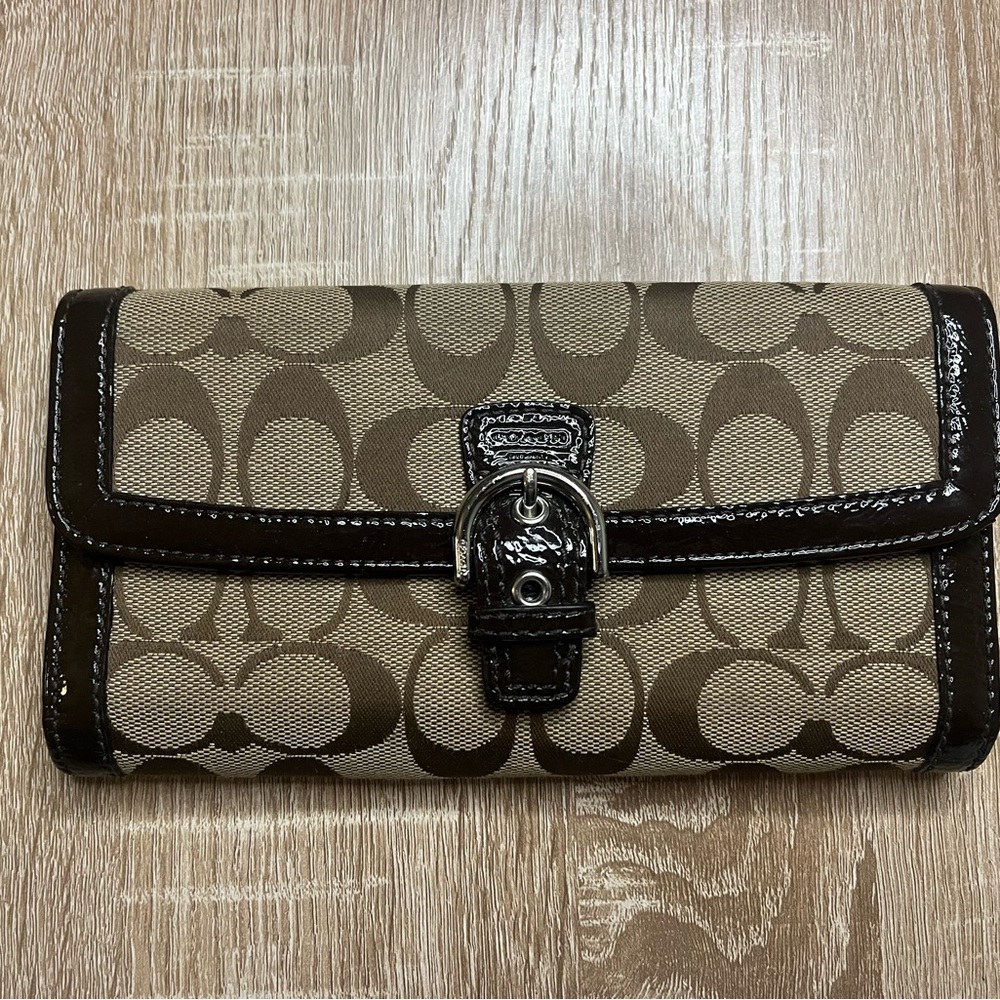Coach Brown Signature Canvas Wallet